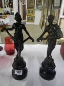 Pair of Spelter figures on bases