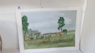 An unframed watercolour country scene signed Norman Roscoe 1991