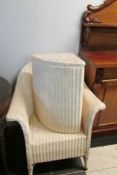 Lloyd Loom Style Linen Bin and Chair