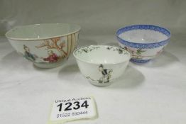 3 early Chinese rice bowls, a/f