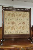 Large Tapestry in free-standing Mahogany Frame