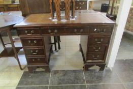 Double Pedestal Desk with Leather Top