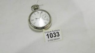A white metal double screw cased lever set Waltham pocket watch