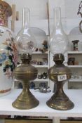 2 Victorian brass oil lamps