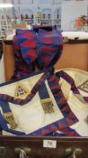 2 Royal Arch Masonic aprons, 2 sashes and a jewel all in leather case
