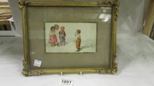 A good quality framed and glazed watercolour of a child conduction 3 other children in song,