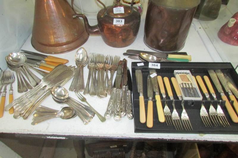 A mixed lot of cutlery including Kings pattern