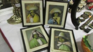 4 unusual portrait paintings on wood panels initialed SMV