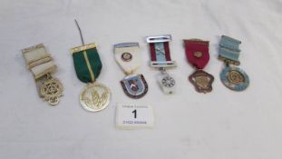 6 various Masonic jewels/medals