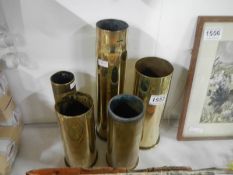 5 Second World War Gun Shells