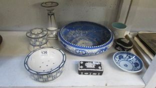 A mixed lot including early Royal Doulton, Black Wedgwood Jasperware, Poole etc