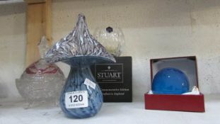 A Mother Earth paperweight, A Stuart glass, an art glass  'Jack in the Pulpit' vase and a lidded