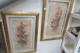 2 framed and glazed studies of roses bearing the signature Barbara Mack