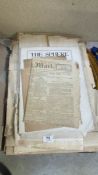 A portfolio of old newspapers, 1900 Druid poster, old maps etc
