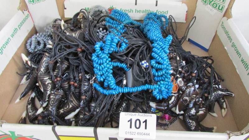 A large quantity of necklaces, wrist braids etc