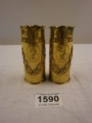 Pair of WWI Gun Shell Vases with Ypres Dedication