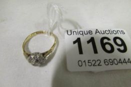 An18ct gold ring set diamond