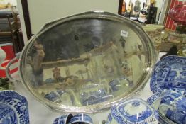 A large silver plated tray