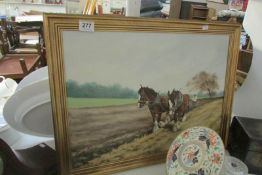 An oil on canvas farming scene by Grossi