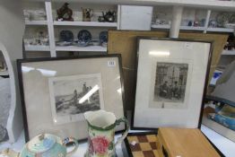A pair of signed Victorian etchings