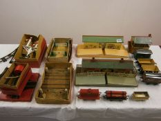 Quantity of Hornby 'O' Gauge Rolling Stock etc inc Stations, some boxed (box of boxes under table)