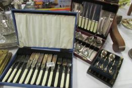2 cased cutlery sets and other cutlery