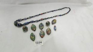 An unusual millefiori necklace and quantity if millifiori beads