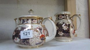 An Edwardian Derby style teapot and jug by A Wood