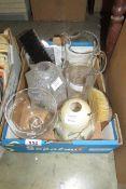 A mixed lot of glassware including lamp shades