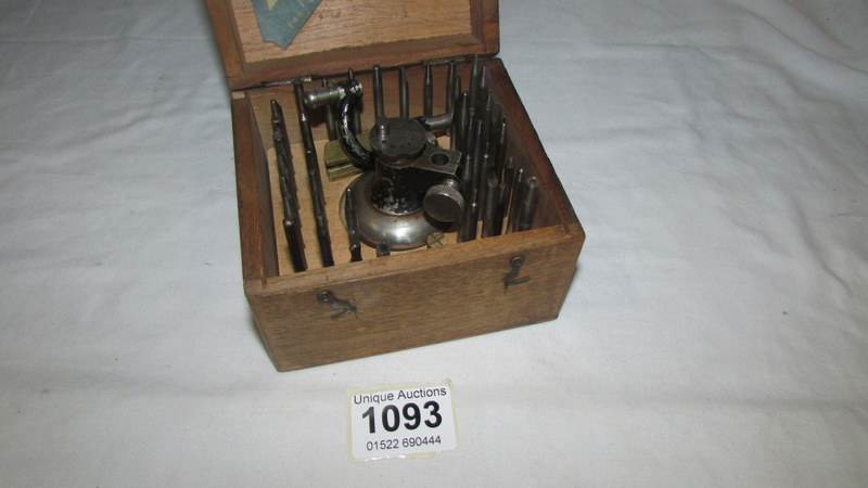 A jeweller's tool in wooden box