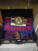 A Masonic Royal Arch Companions apron, 3 sashes and a jewel in case