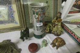 A mixed lot of old Chinese items including jade, some a/f