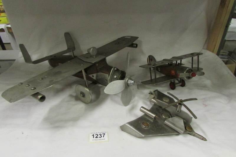 3 scratch built model aircraft made from wood and aluminium