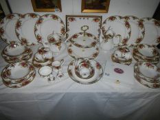 Approx 56 pieces of Royal Albert Old Country Roses with Table Mats and Plated Cutlery