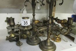 A quantity of assorted brass lighting