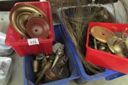 4 boxes of brass and other chandelier parts including wire