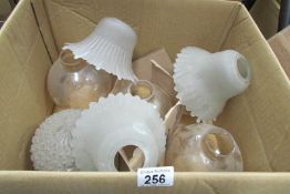 3 boxes of various glass lamp shades