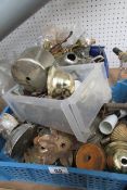 2 boxes of brass and other chandelier parts