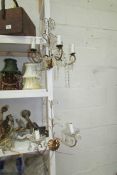 A pair of metal and glass wall lights, a/f