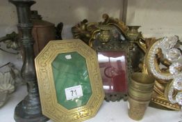 A pair of Victorian candlesticks and other miscellaneous items