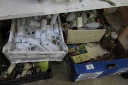 4 boxes of assorted light fittings, bulbs, candle drips etc