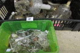 2 boxes of associated glass chandelier parts, wall lights, droppers etc