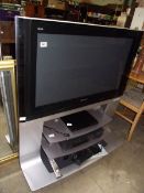 A Panasonic flat screen TV, DVD and video player all in working order