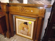 A hand carved English oak fire surround  by Nick Bell with 'Bell' signature