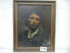 An oil on board portrait of a man