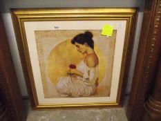 A large gilt framed print 'Mystic Rose'