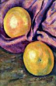 Two Oranges Framed, Oil on board 9" x 6" Signed and dated 1966 by Joseph Smedley