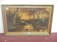 Gilt F/G lithoprint 'Autumnal Scene with Stream'