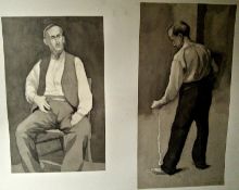 Two pictures, Study of a model, Largest 16" x 8 ¼", watercolour and wash, signed and date 1947 by