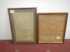 2 Georgian samplers, 1834 and 1829